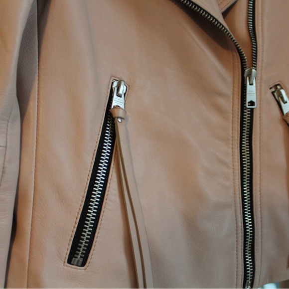 ALL SAINTS DALBY LEATHER JACKET IN MOONLIGHT PINK *sold out color* - Picture 6 of 10